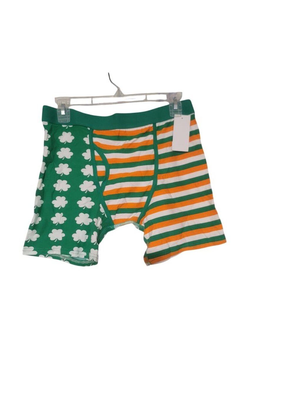 St. Patricks Day Clover & Stripe Mens Boxer Briefs Large Bioworld New